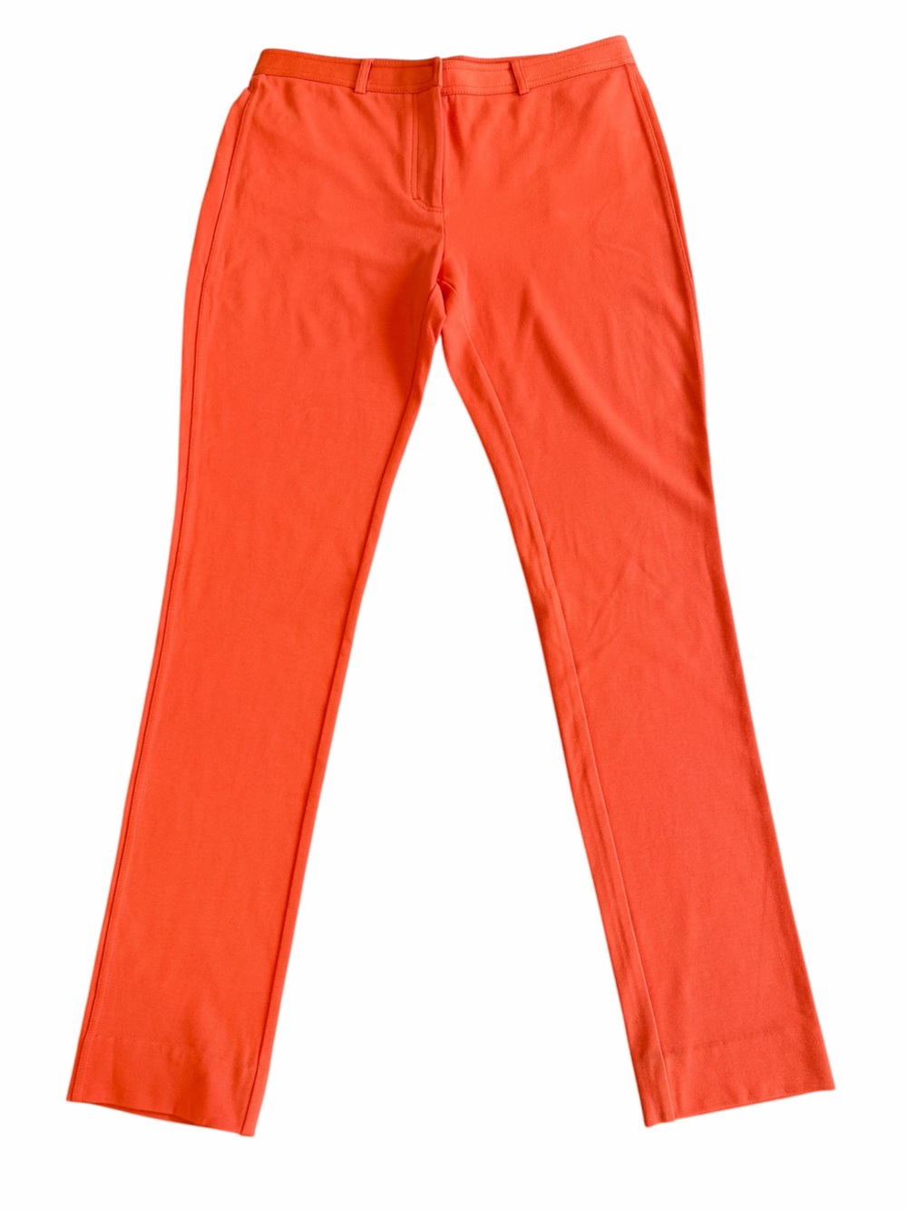 Pink Tartan Orange Stretch Skinny Pants Size 4 Zip Pocket Ponte Pants
